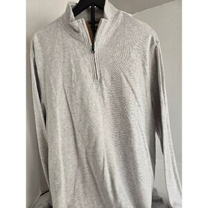 Chaps Men's Gray Heathered Quarter Zip Long Sleeve Pullover Sweatshirt Gray